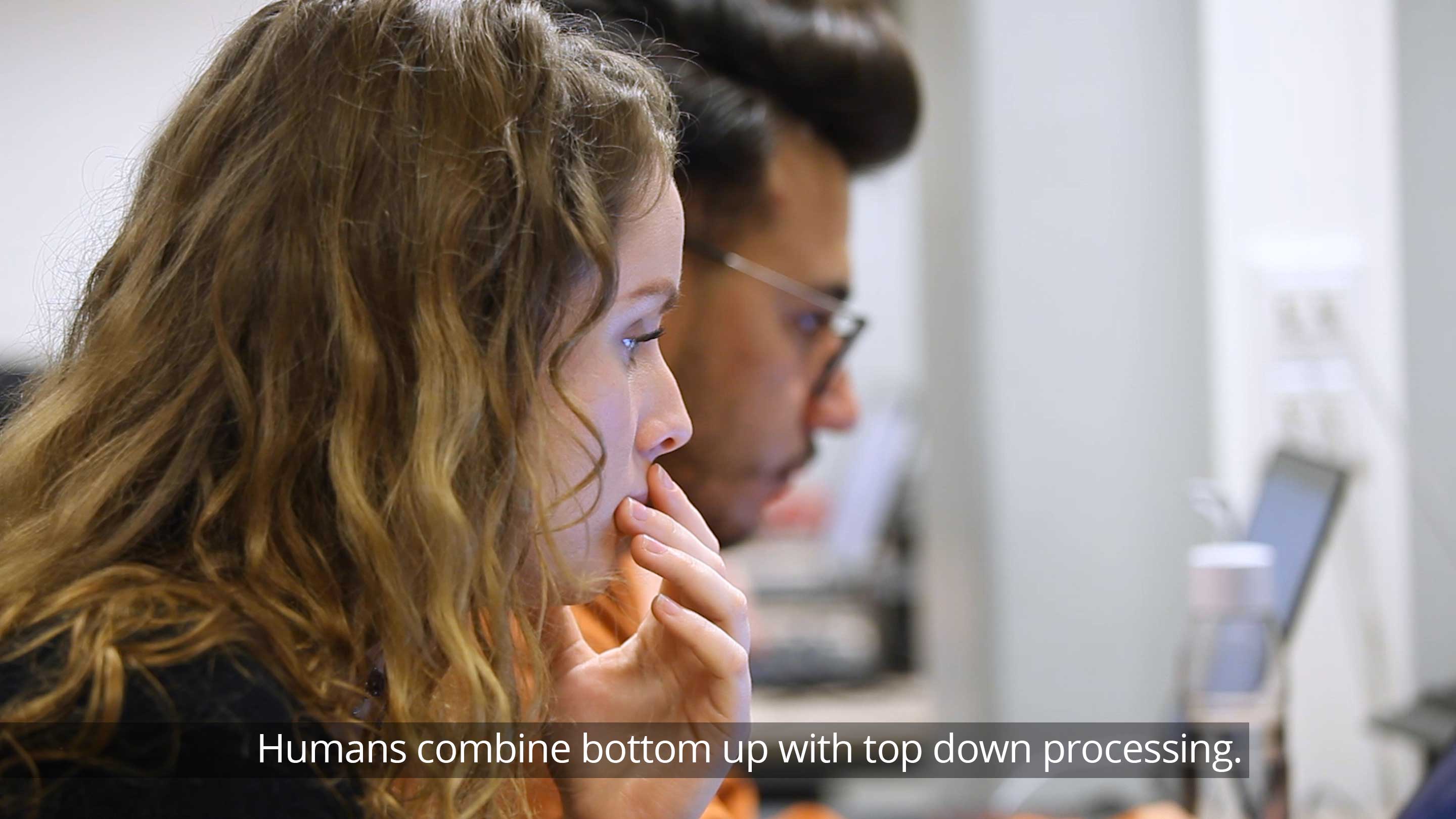 Humans combine bottom up with top down processing.