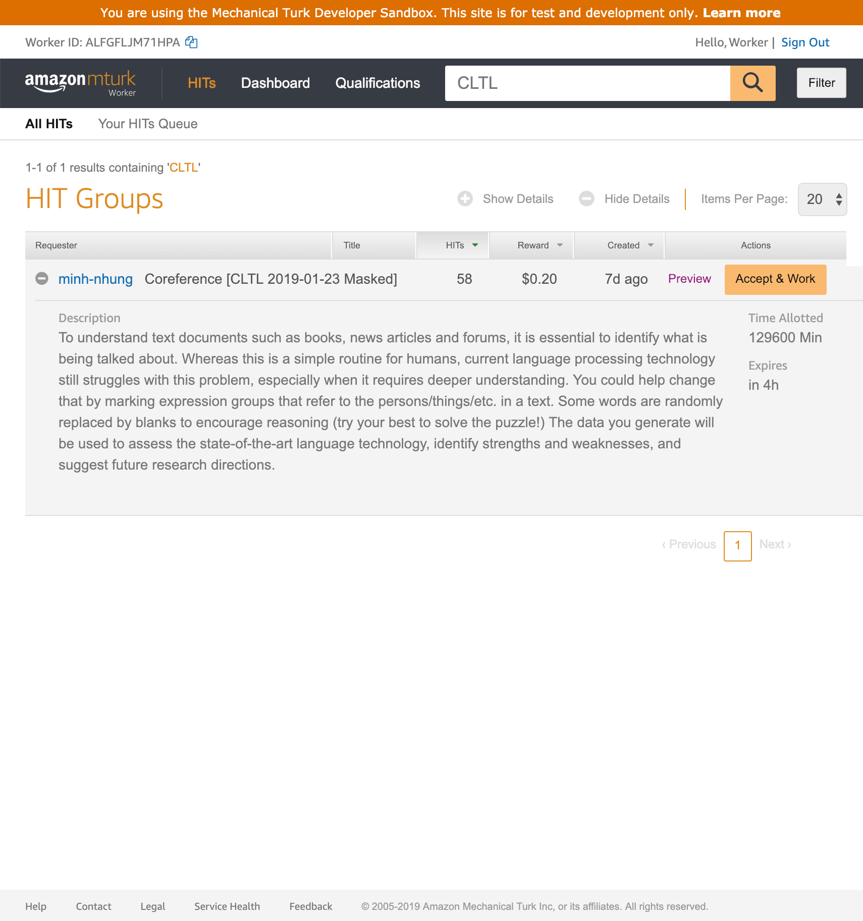 Human Intelligence Tasks (HITs)